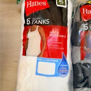Hanes Men's Tagless White Tanks - 6 Pack